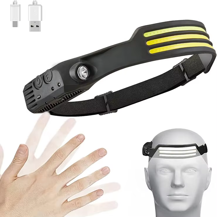 Lanterna cu LED 200W cu incarcare solara + CADOU Lanterna de cap cu 3 Benzi LED