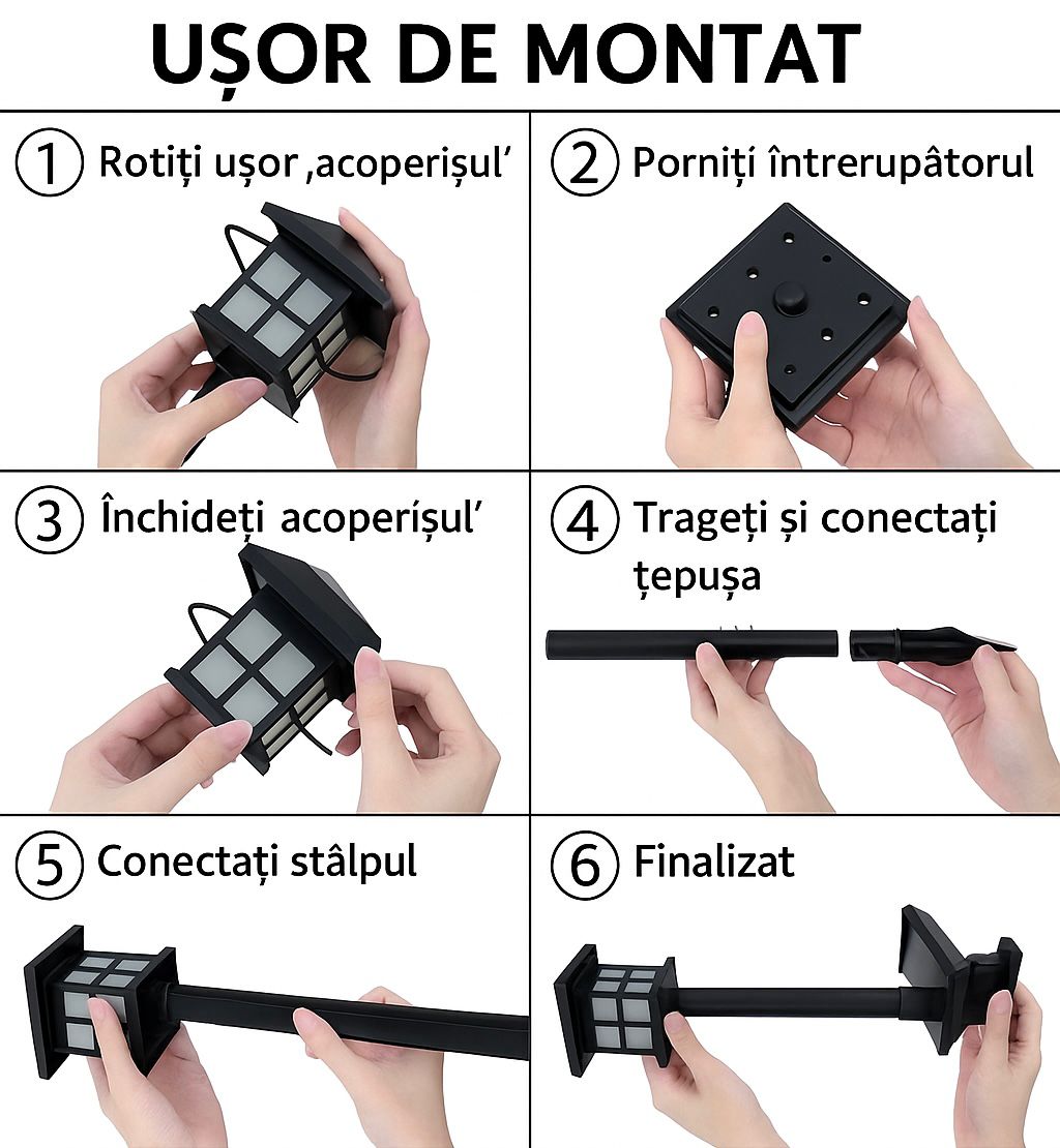 Set 10 Lampi Solare De Gradina Cu Iluminare Automata Pana La 10 Ore