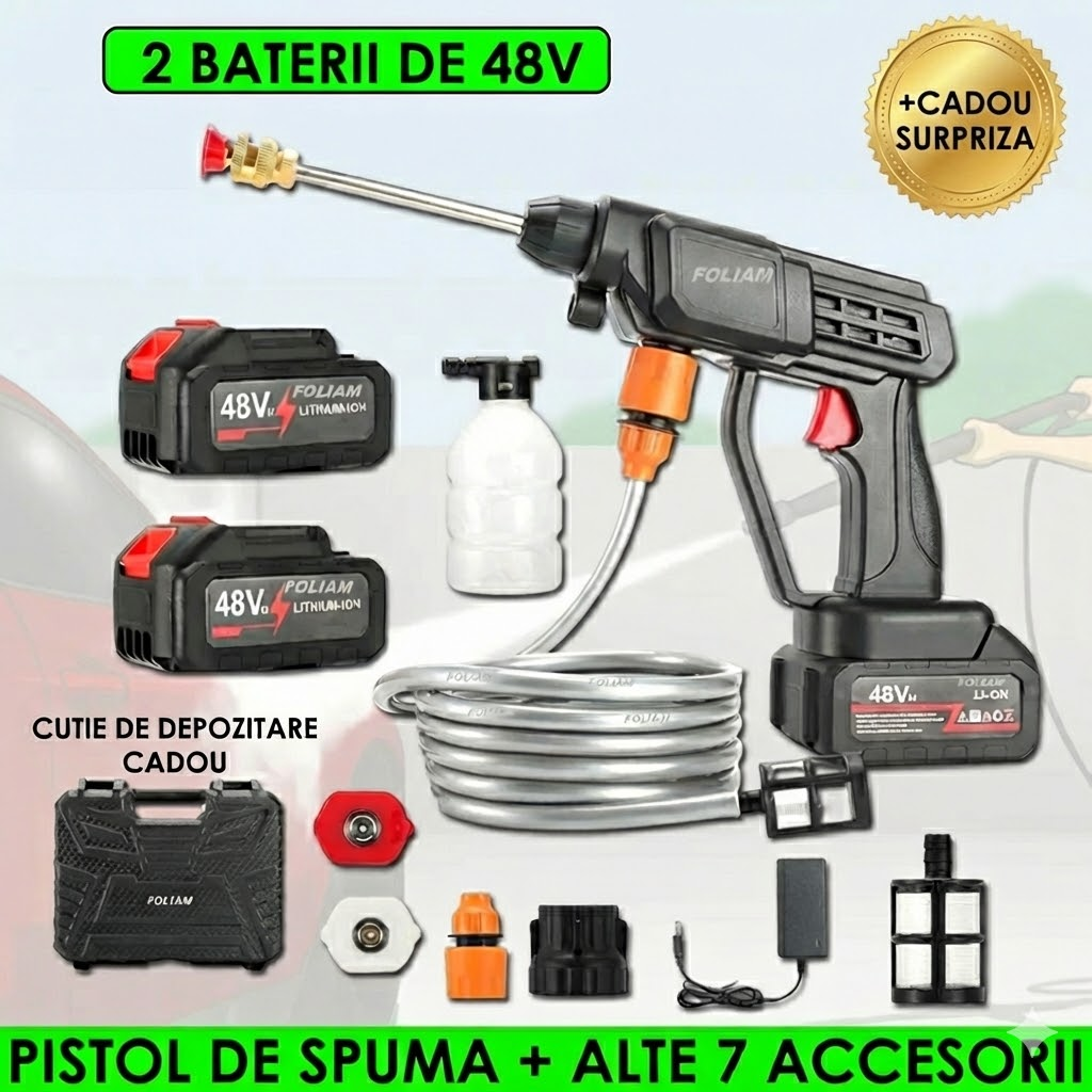 Kit De Spalat Cu Presiune cu 2 ACUMULATORI de 48V + CADOU SURPRIZA ( valoare minima 25 lei )