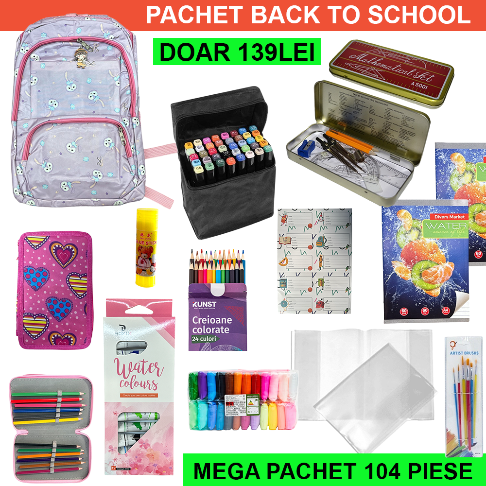 Pachet Back To School 104 Piese - Echipare COMPLETA Pentru Noul An Scolar