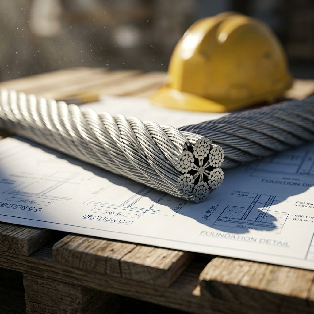 Rolă Cablu Oțel Zincat 5mm, Lungime 100m, Structură 6x6 cu Inimă Textilă, Ancorare Pompe și Uz General, Argintiu