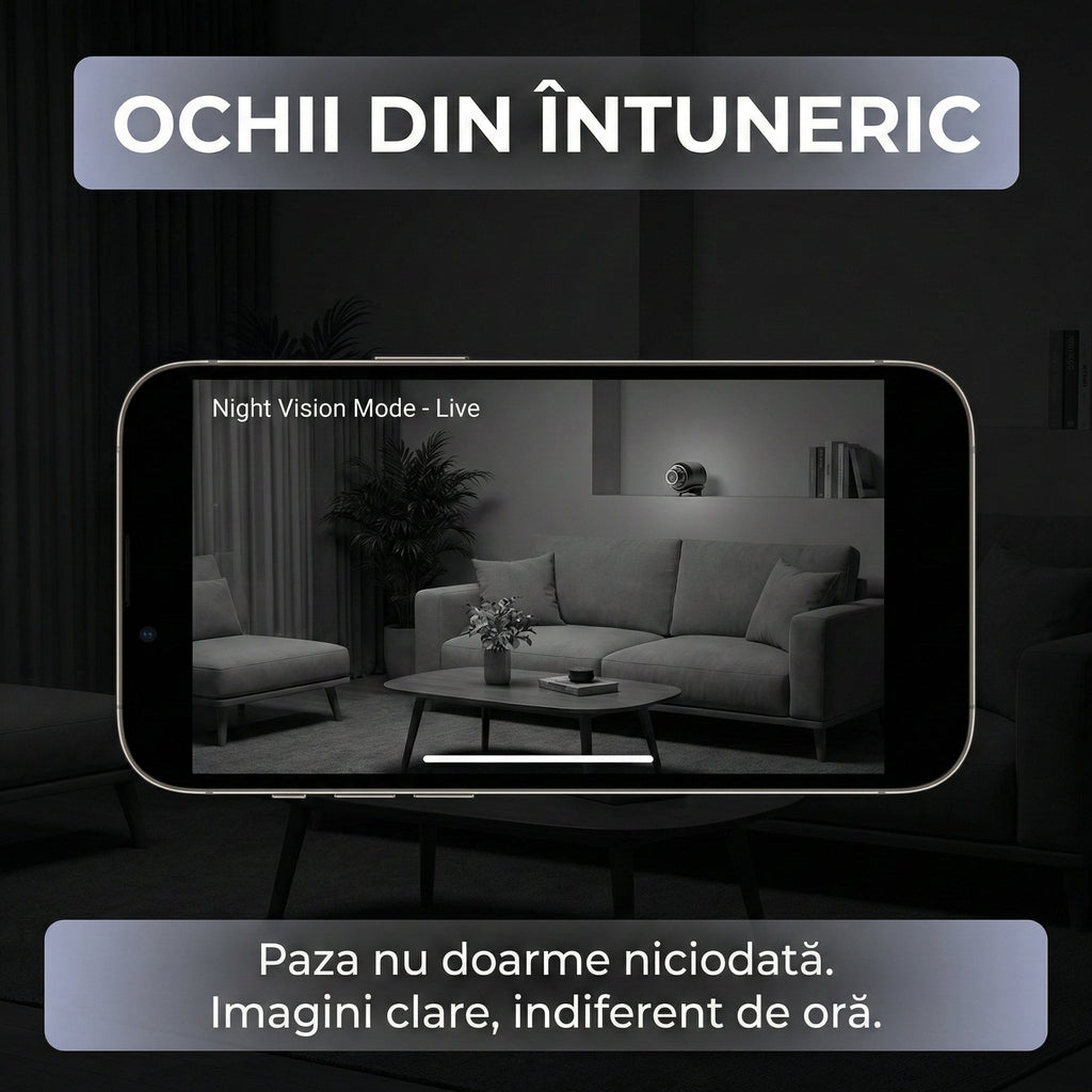 Mini Cameră de Supraveghere WiFi X5, Full HD 1080p, Night Vision, Audio-Video, Ascultare în Timp Real, Negru