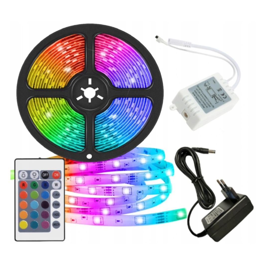 Banda LED de 10 metri, rezistenta la apa cu Telecomanda inclusa, Multicolor