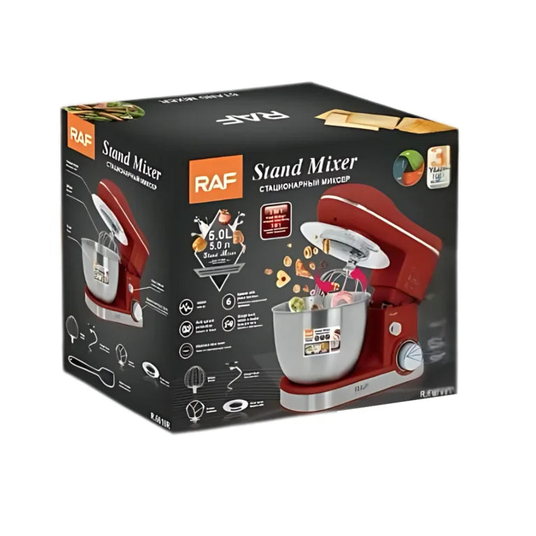 Mixer cu Stativ Profesional RAF R.6616W – Putere 1600W și Bol 5L Inox