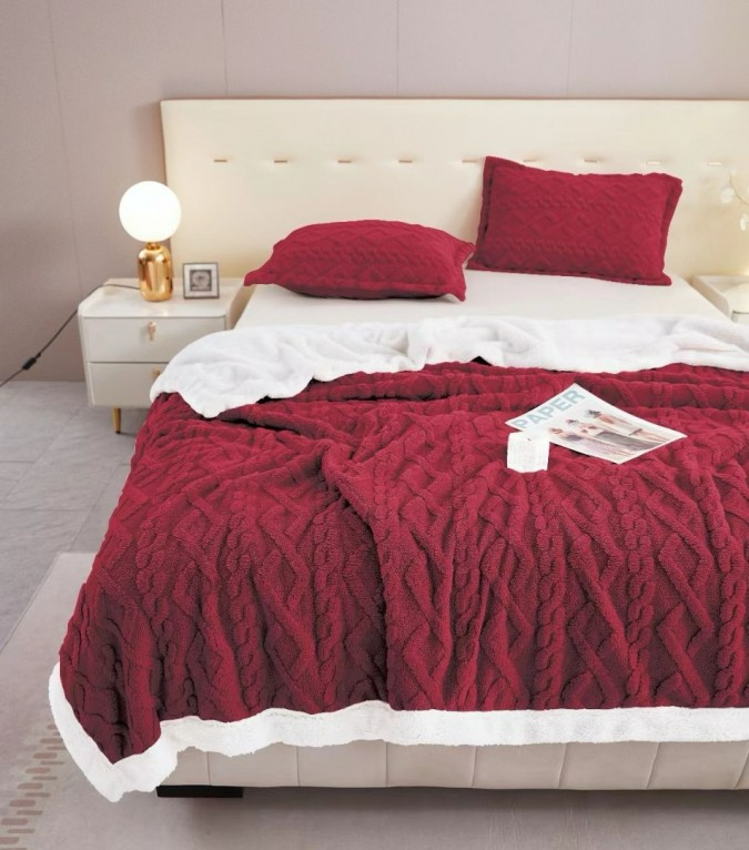MODEL NOU: Patura Cocolino Groasa Dubla, Super Soft, Tip Tricotaj, cu Blanita, 200 x 230 cm + CADOU in VALOARE de 25 lei