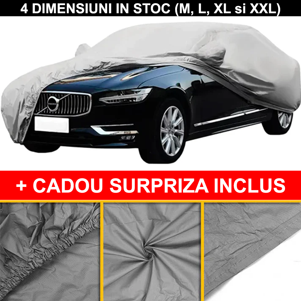 Prelata Universala Pentru Autoturisme, Acopera Complet Masina, Usor de Depozitat, Gri