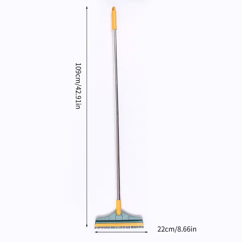 Perie de Curățare 2 în 1 pentru Podele și Rosturi, Mâner Lung din Oțel Inoxidabil, Cap Rotativ 120°, Racletă Integrată, Design în V