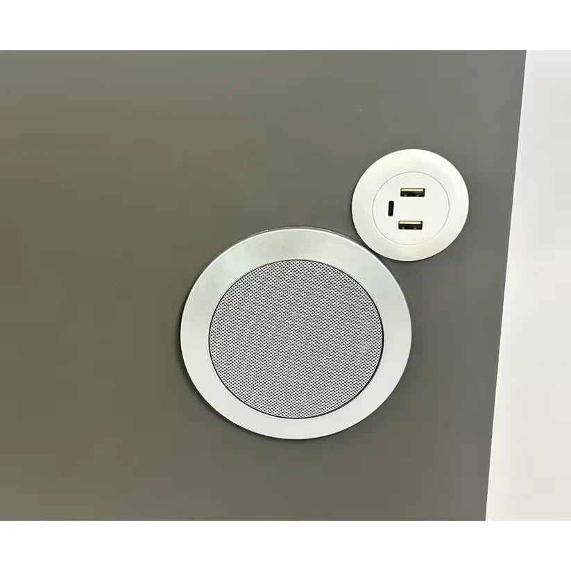 Noptieră Smart Modernă cu 2 Sertare - Încărcare Wireless, Audio Bluetooth & Iluminare LED Ambientală, Gri Antracit