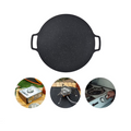 Plita Japoneza Rotunda Cu Manere, Placa Grill, Antiaderenta, Pluristratificata, Diametrul 30/36 cm, Negru