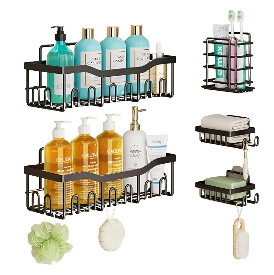 Set 5 Rafturi Adezive pentru Baie & Bucătărie – Organizare Fără Efort!