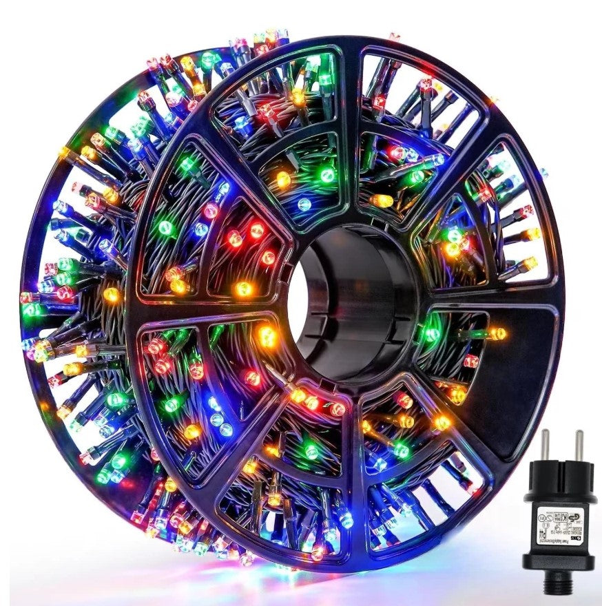 Instalație LED pe rolă – decorațiune luminoasă pentru brad și casă, lungime 100 metri