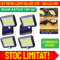 Set 4 x Lampă Solară 100 LED-uri COB – Putere 30W, Panou Detasabil, Dimensiuni 250 x 250 x 100 mm