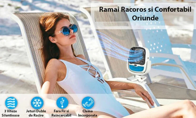 Mini Racitor Portabil Cu Apa Si Gheta Arctic Cool 360° Ideal Pentru Cort, Carucior Bebe