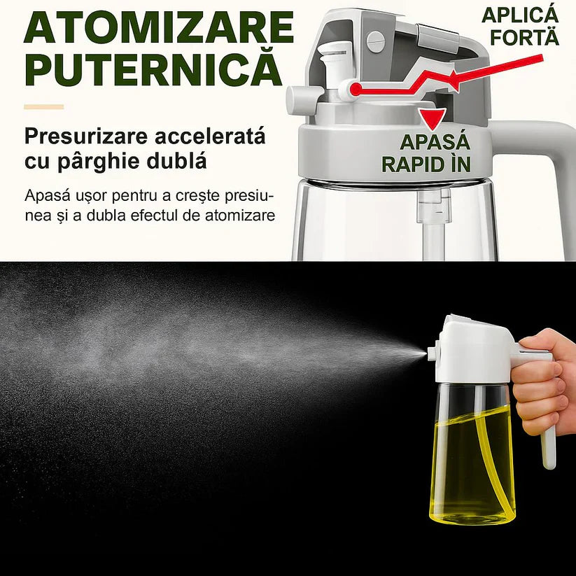 1+1 GRATIS: Recipient Presurizat Pentru Ulei Cu Pulverizare Fina, 300 ml
