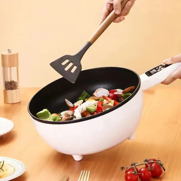 Tigaie Electrica Multifunctionala, 26 Cm, Pentru Gatit Fara Aragaz, Cu Panou De Control Inteligent + Capac