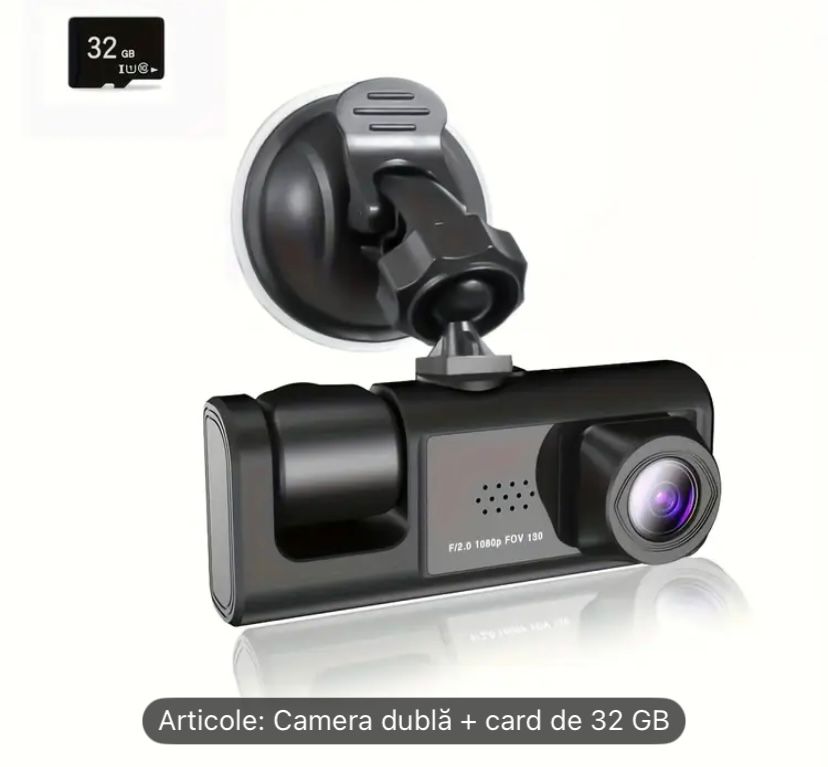 Camera Tripla AUTO– Siguranta, Claritate si Supraveghere Completa!🎁 CADOU: Card microSD 32GB inclus în pachet