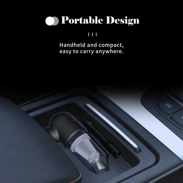 1+1 GRATIS: Mini Aspirator Portabil Pentru Masina, Reincarcare la USB  + 3 Capete De Aspirare Diferite