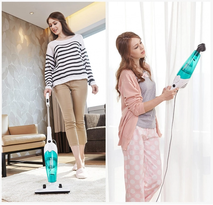 Aspirator Profesional Vertical , 2 in 1 ,Cu Flitru Hepa ,600W,Fara Sac + Mini Mop Portabil CADOU