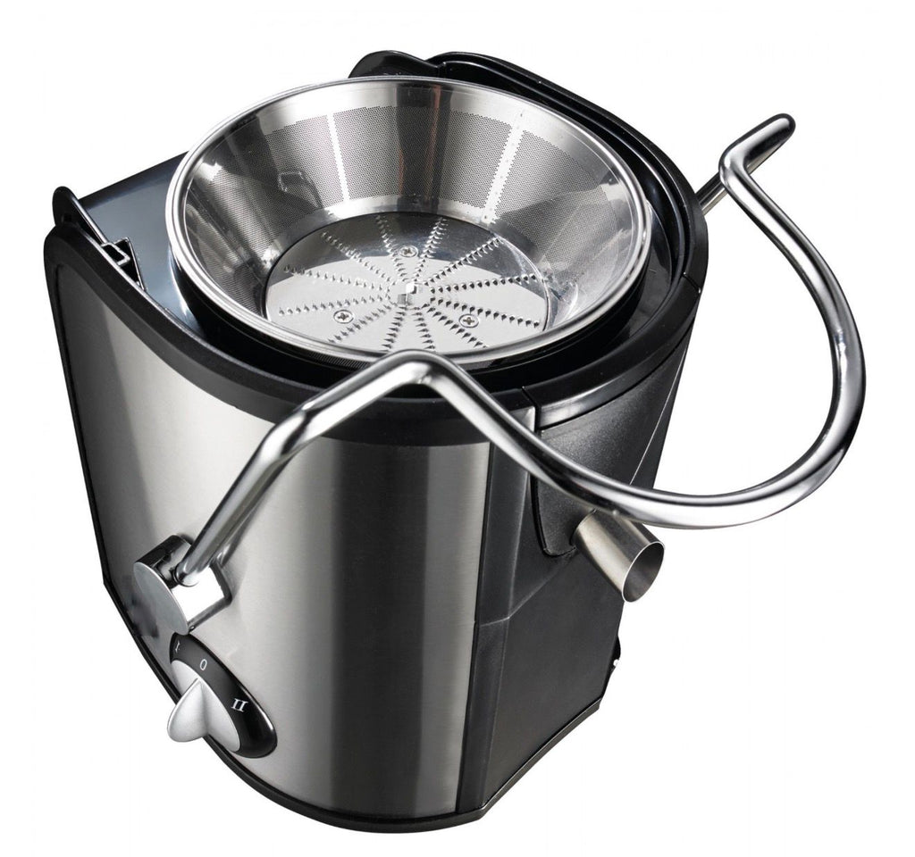 Storcator Electric 1400W, JUICY PRO 5 ,Recipient Pulpa 600 ml, 2 Trepte de Viteza, Lama si Sita din Inox, Tub Alimentare Generos, Rapid si Eficient pentru Fructe si Legume