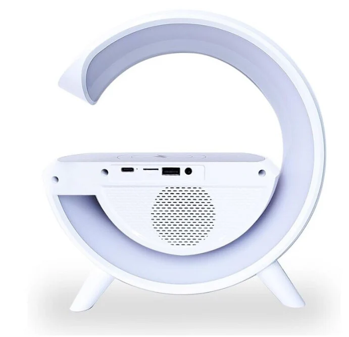 Boxa Portabila cu Iluminare LED, Radio FM, Microfon Incorporat, Ceas Digital, Baterie Reincarcabila, Multicolor, 24x23x8cm