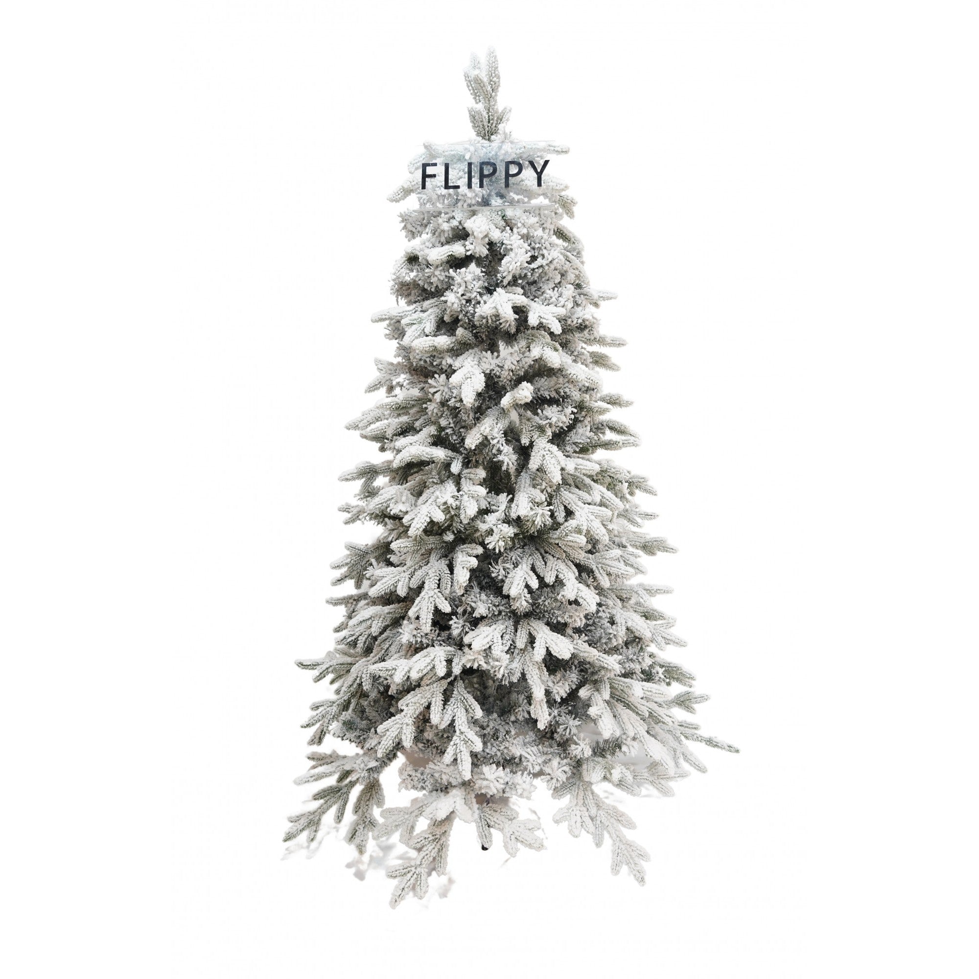 Brad Artificial de Craciun, 1.8 m inaltime, Verde, Pulverizat complet alb-tip zapada, Interior/ Exterior, Bogat 512 ramuri