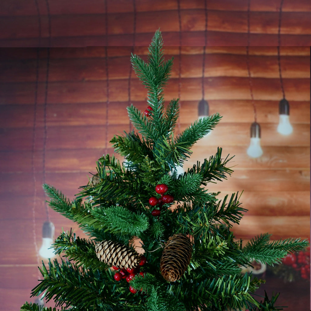 Brad Artificial bogat de Craciun Premium, 2.10 m inaltime, suport metalic inclus, Verde, Decorat, Interior/ Exterior