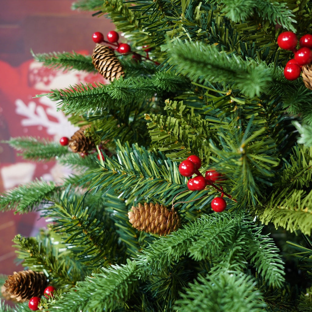 Brad Artificial bogat de Craciun Premium, 2.10 m inaltime, suport metalic inclus, Verde, Decorat, Interior/ Exterior