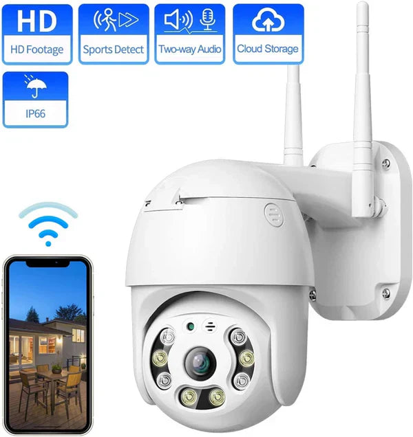 Set Promo: 3 Camere De Supraveghere Wifi Smart, Full HD, Senzor de Miscare, IP66, Aplicatie Telefon + 3 Carduri 64 GB