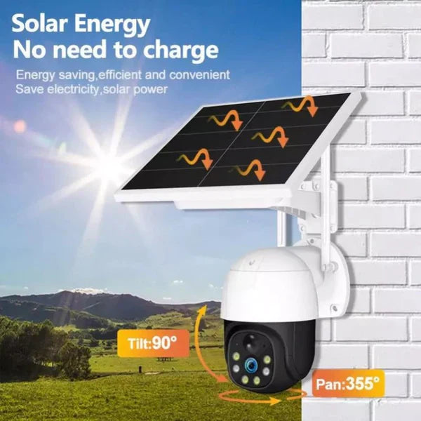 Camera de Supraveghere WiFi, Solara, Cu Acumulatori, Pentru Exterior, Vedere de Noapte, Grad Protectie Apa IP66, 2 Antene + card 32GB CADOU