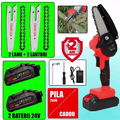 LICHIDARE STOC: Mini Fierastrau Electric Cu Acumulatori 24V, 2x Baterie + 2x Lant + 2x Lama, 4 Inch + CADOU pila 25cm + GEANTA de depozitare