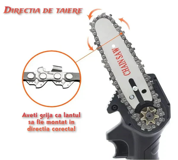 Drujba Electrica 6 inch(15cm) + 2 x Baterii 48V + Lama + 2 x Lant + Incarcator+ Geanta de transport