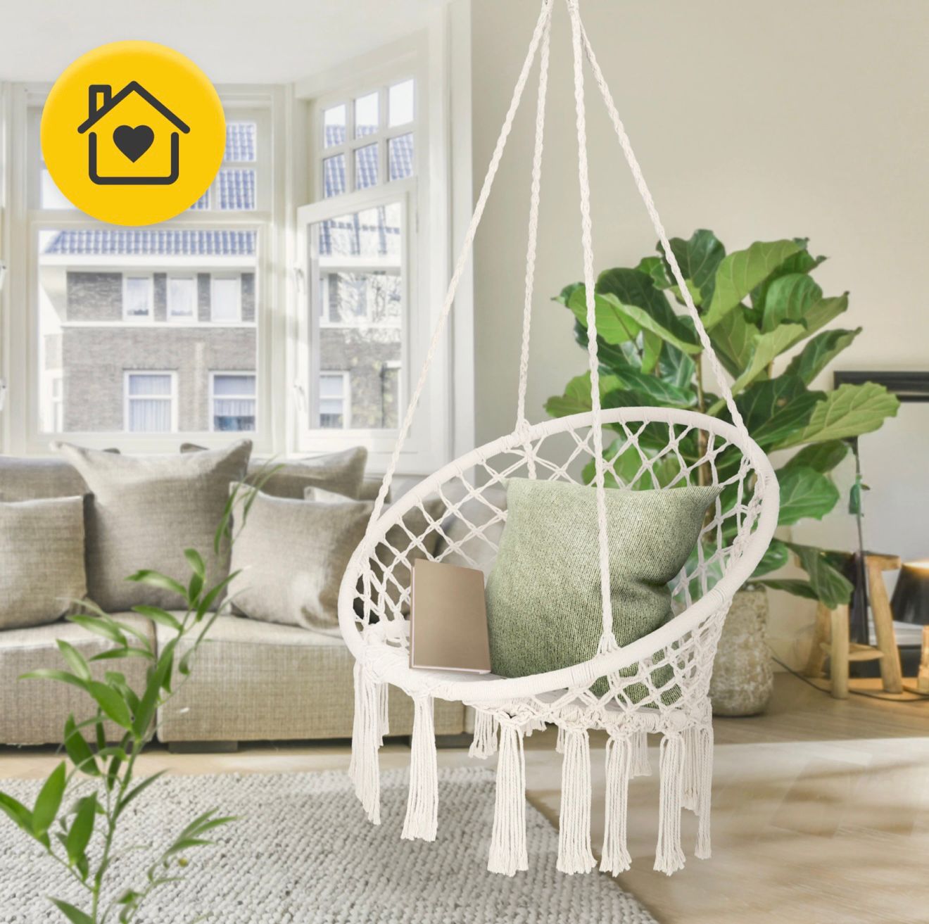 Leagan BOHO GARDEN 3+, Pentru Terasa și Gradina, Suport 125kg, Design Premium, Disponibil in Culori: Bej, Gri, Negru, Maro