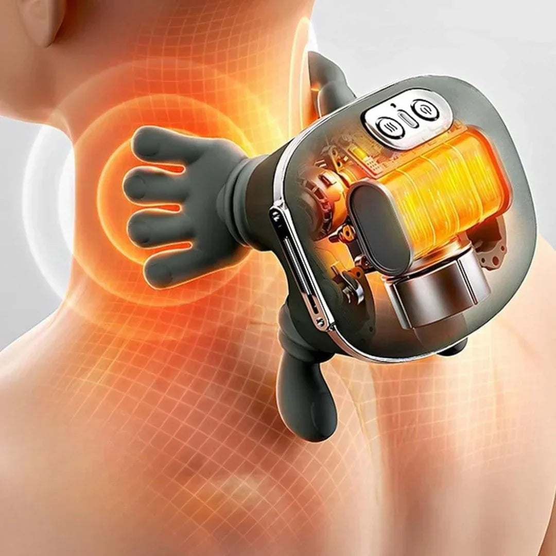 Aparat de Masaj Cervical Multifuncțional 4D Shiatsu, 3 Intensități, 2 Trepte de Căldură, Wireless, Autonomie 70 min
