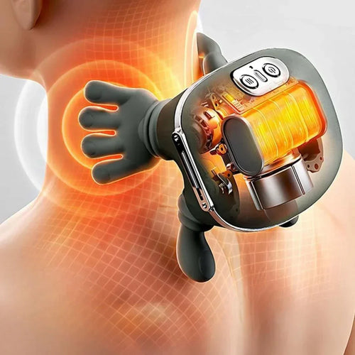 Aparat de Masaj Cervical Multifuncțional 4D Shiatsu, 3 Intensități, 2 Trepte de Căldură, Wireless, Autonomie 70 min