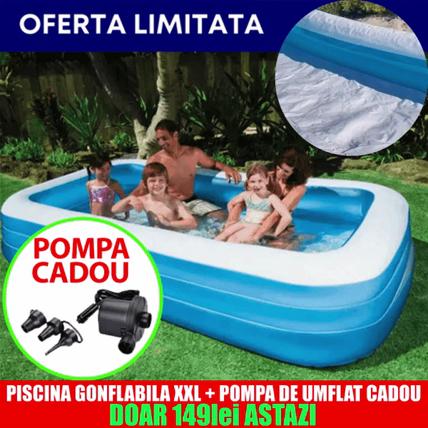 Pachet Promo: Piscina Gonflabila De 201x150x51cm + CADOU Pompa pentru Umflat