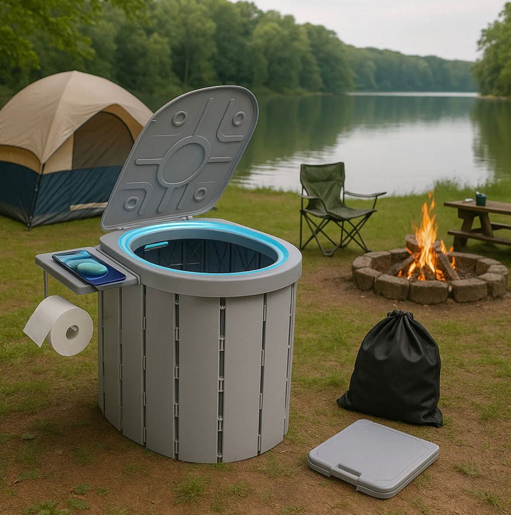 Toaleta Portabila Pliabila Camping, FEEL GOOD PLUS, ABS Premium 200KG Ultra Rezistenta Compacta 36x29x30CM