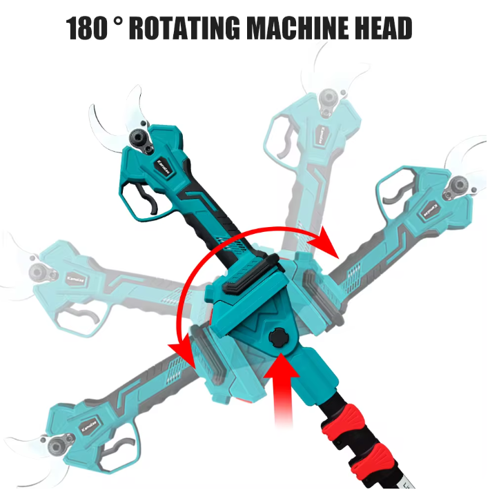 Foarfeca Electrica cu 1/2 Acumulatori 24V, 1.6M Tija Telescopica, pentru vie, pomi si crengi + CUTIE DEPOZITARE SI MANUSI GRADINARIT CADOU