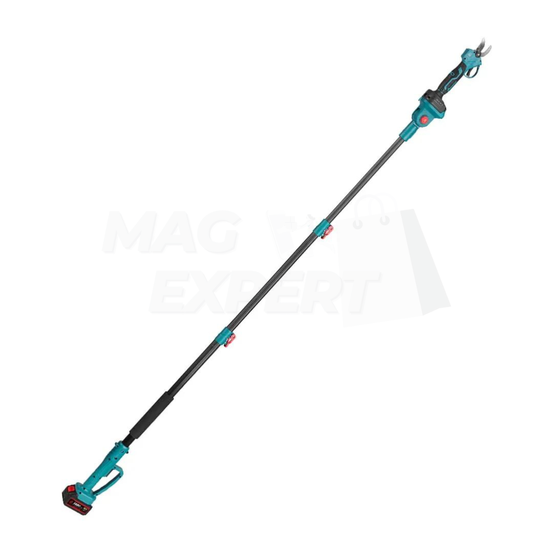 Foarfeca Electrica cu 1/2 Acumulatori 24V, 1.6M Tija Telescopica, pentru vie, pomi si crengi + CUTIE DEPOZITARE SI MANUSI GRADINARIT CADOU