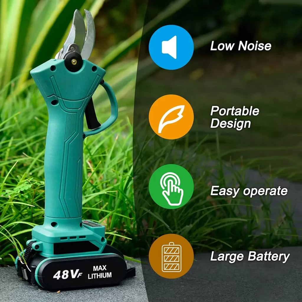 Foarfecă de Tundere Reîncărcabilă Fără Fir 48V, Oțel – Pentru Livezi, Grădini și Vii