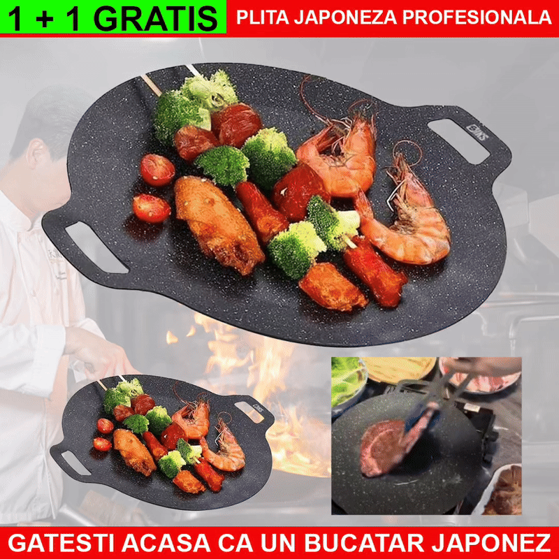 1+1 GRATIS: Plita Japoneaza Antiaderenta ,Rezistenta In Timp,Diametru Mare 36 cm
