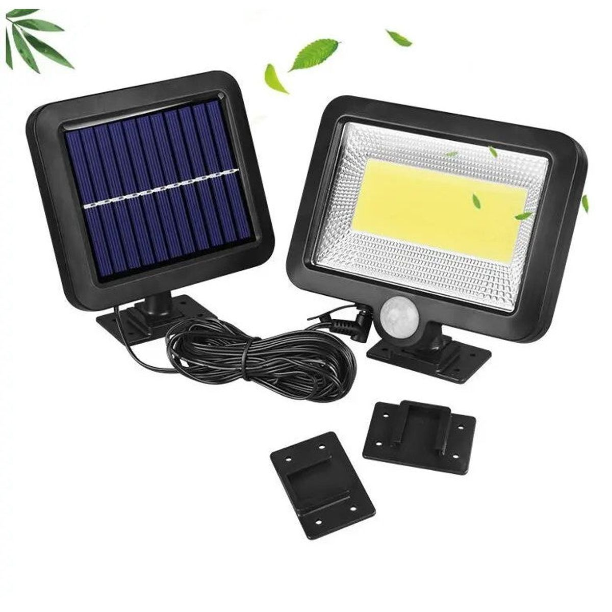 Set 2 x Lampă Solară 100 LED-uri COB – Putere 30W, Panou Detasabil, Dimensiuni 250 x 250 x 100 mm