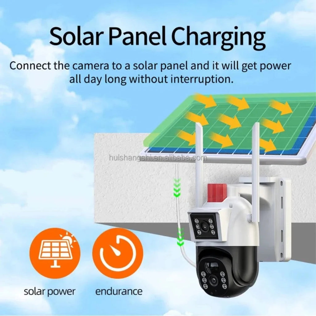 Cameră Solară Dublă | SIM 4G | Smart AI V380-Pro + Card 32GB