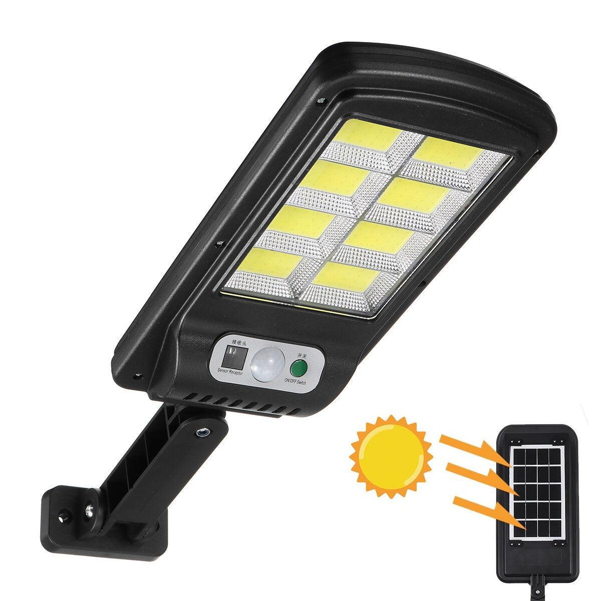 Set 4 Lampi LED Solare 150W COB 160 LED-uri cu Senzor de Mișcare, Autonomie 12-14 ore, IP65