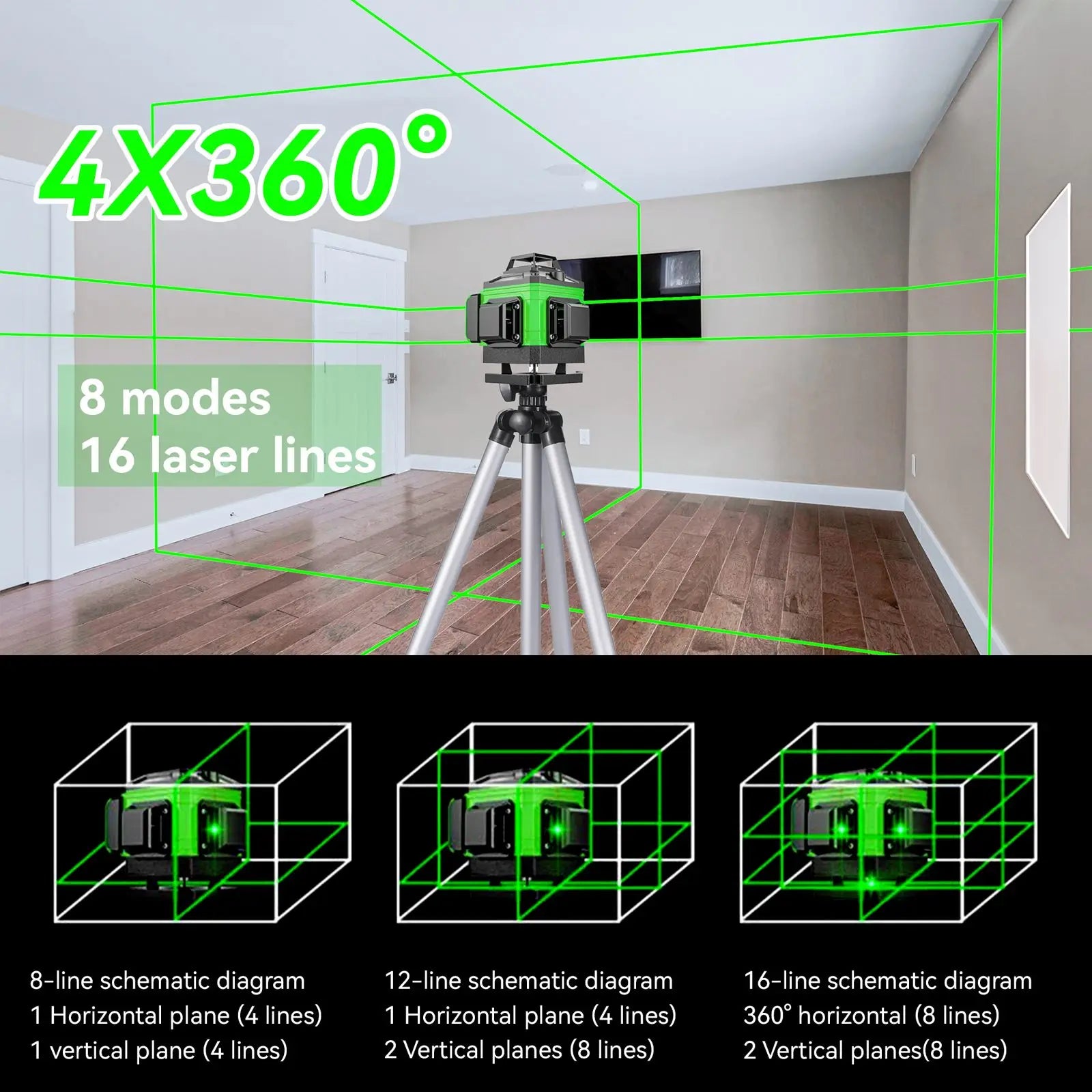 Set Complet Nivelă Laser 16 Linii + Trepied + Platformă de Ridicare + Telecomandă