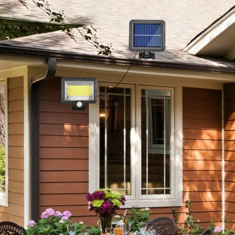 Set 4 Lămpi Solare 120W cu Senzor de Lumină și Mișcare Leduri COB + Telecomandă