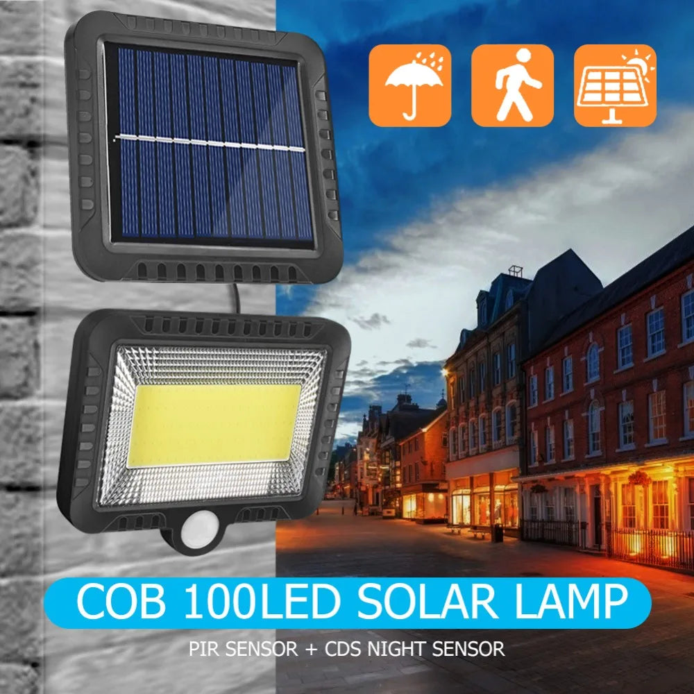 Set 4 Lămpi Solare 120W cu Senzor de Lumină și Mișcare Leduri COB + Telecomandă