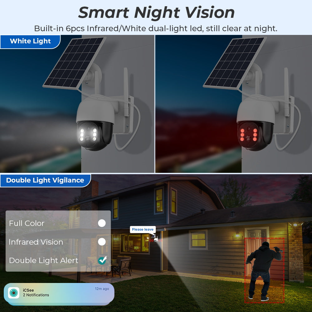 Cameră Solară Wifi și Suport SIM 4G + Card 32 GB, Vedere Nocturnă, Senzor de Mișcare