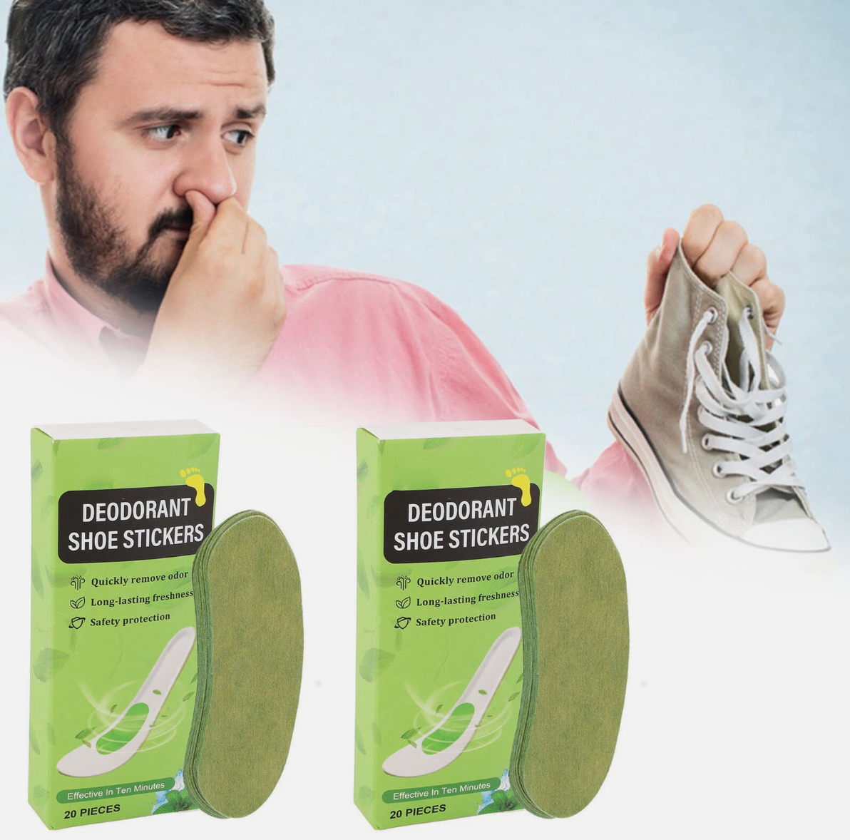 STOP MIROS! Set 20 + 20 GRATIS ! Autocolante parfumate pentru incaltaminte