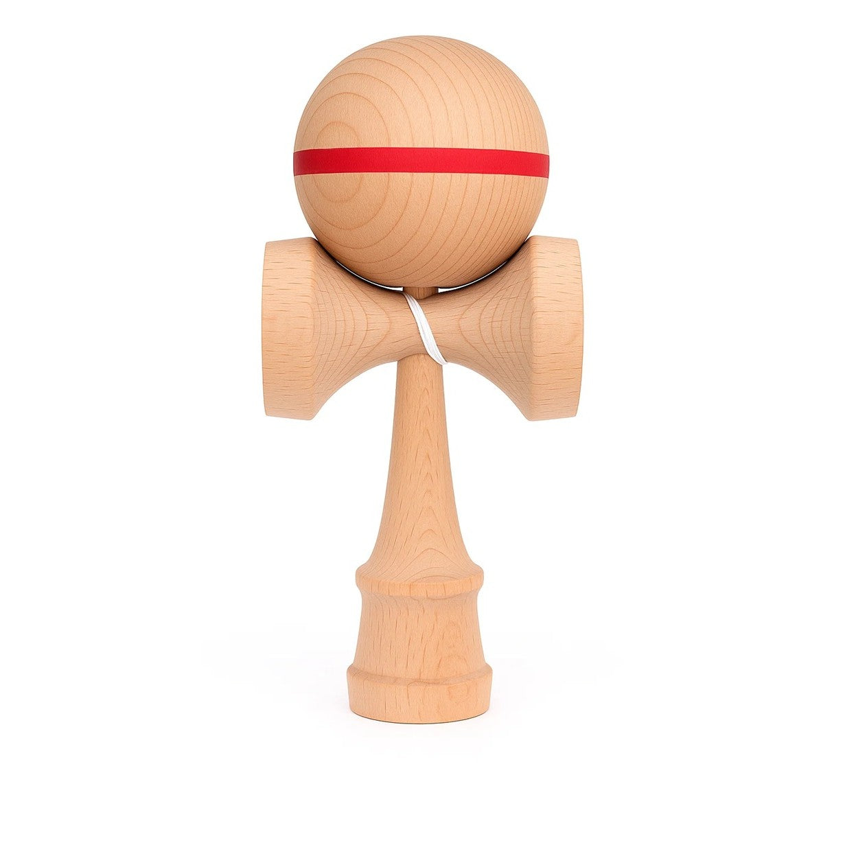 Jucarie Interactiva Kendama, din Lemn, 18 cm, Joc de Indemanare pentru Copii si Adulti, Model cu Dunga