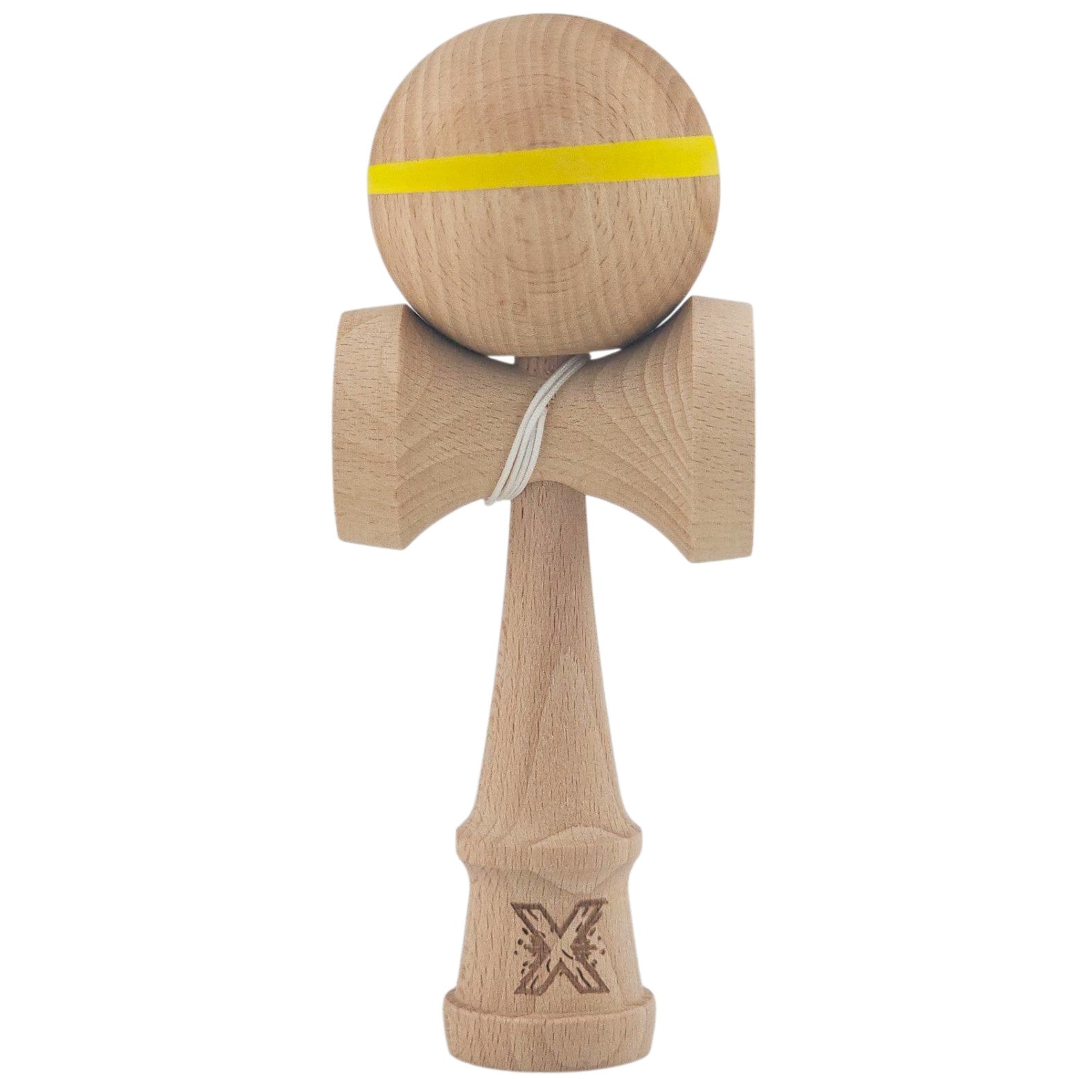 Jucarie Interactiva Kendama, din Lemn, 18 cm, Joc de Indemanare pentru Copii si Adulti, Model cu Dunga